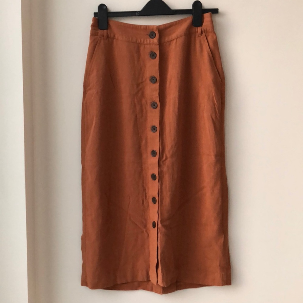 ASOS Linen Midi Skirt with pockets
